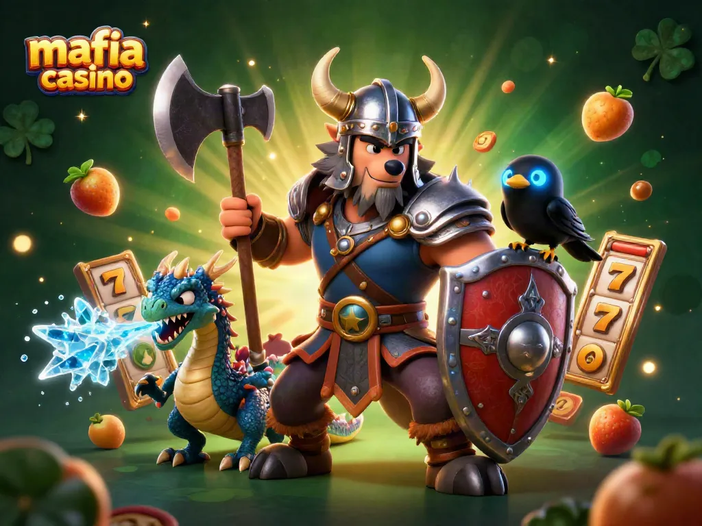 Engage with mafia casino gameplay through a vibrant, action-packed 3D illustration.