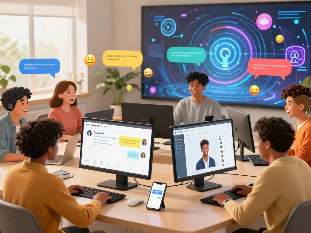 Vibrant spicychat avatars engaging in lively digital conversations.