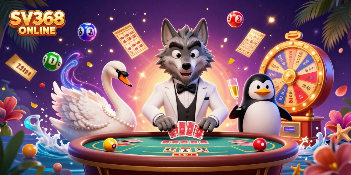 Experience the excitement of SV368 ONLINE with a lively 3D casino scene featuring engaging characters and dynamic elements.